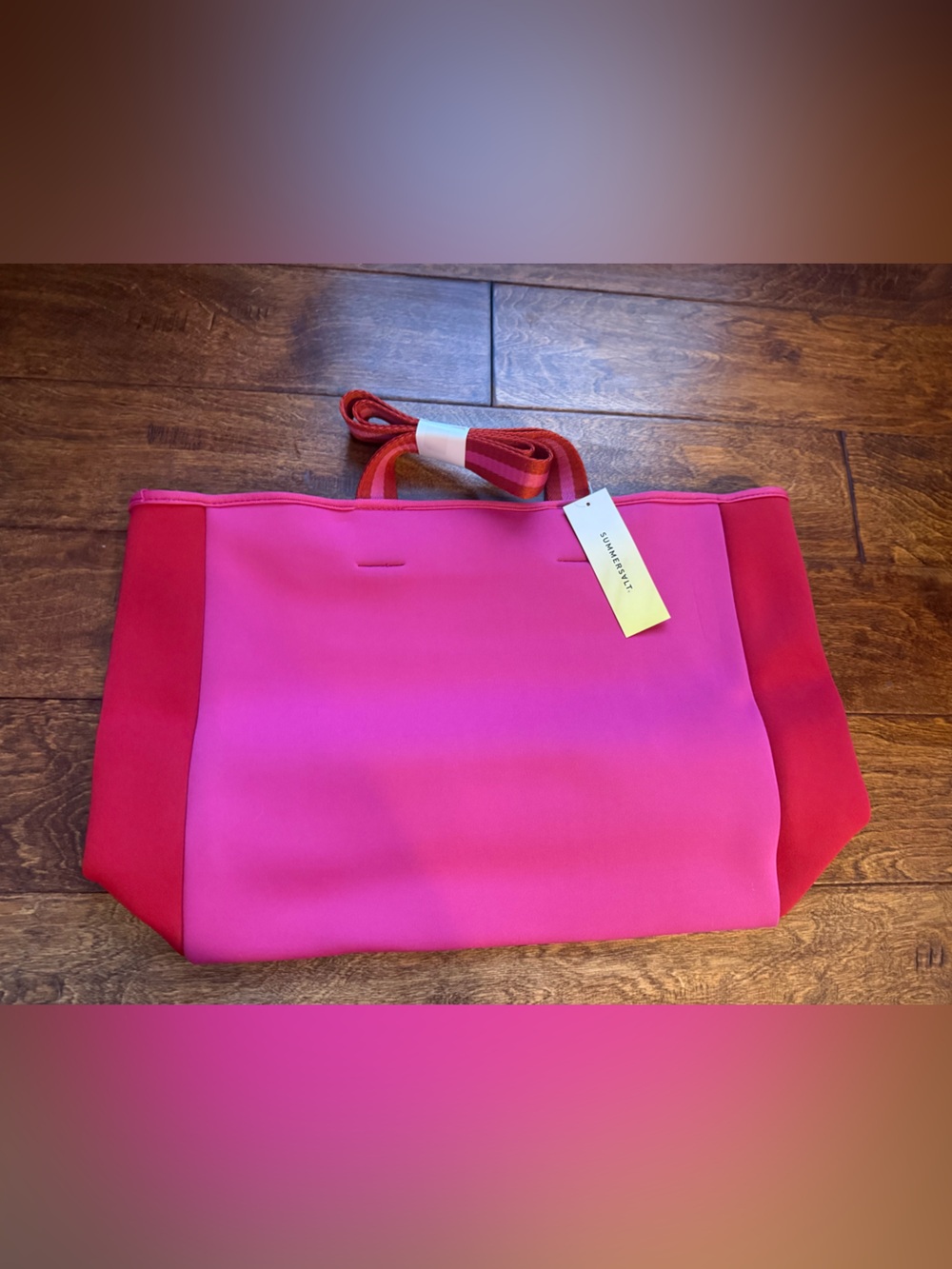 SUMMERSALT Bright Pink Colorblock Tote Bag